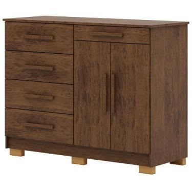 Imagem de Cômoda Sapateira Para Quarto 2 Portas 5 Gavetas Biana V01 Imbuia - Lya