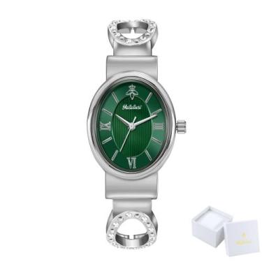 Imagem de relógio de quartzo feminino sofisticado a ouro - - Sanda, Verde prata