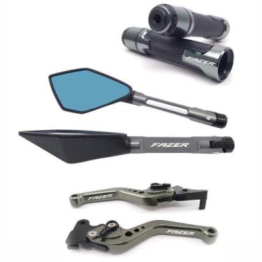 Imagem de Kit Manete Manopla Retrovisor Fazer 150 Ubs Gravado a laser - NoBrand,