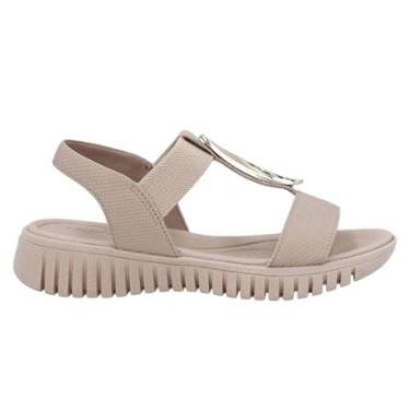 Imagem de Sandália Usaflex Enfeite Dourado Feminina - Nude 37-Feminino