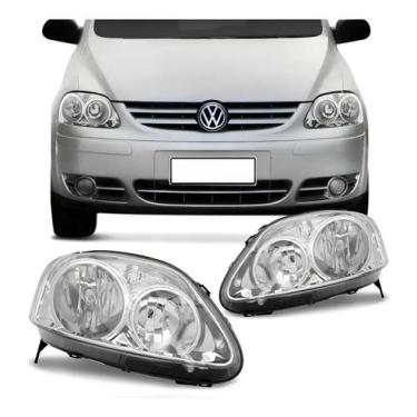 Imagem de Farol Volkswagen Fox Spacefox Crossfox Foco Duplo Máscara Cromada 2006
