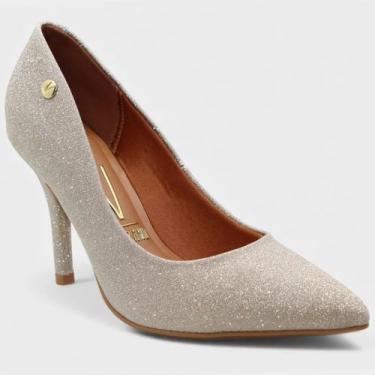 Imagem de Scarpin Vizzano Gliter Salto Alto Bico Fino - Dourado, 36