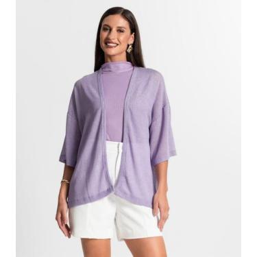 Imagem de Kimono Feminino Com Brilho Rovitex Roxo, M, Roxo