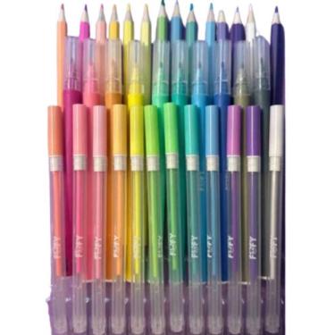 Imagem de Kit Artísticos Soft Colors 36 Peças Lápis de Cor Canetas Gel e Hidroco