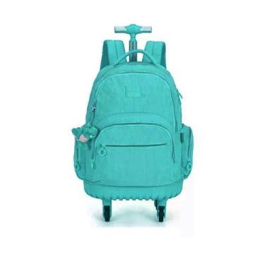 Imagem de Mochila escolar rodinha/costa 360 chaveiro Dino Crinkle Up4you, Verde