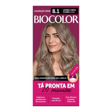 Imagem de Tinta de Cabelo Louro Acinzentado Radiante 8.1 Mini Kit Biocolor Cobertura de Brancos 110g