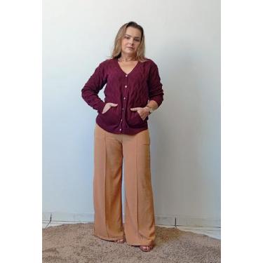 Imagem de Blusa Feminina Frio Cardigan Tricot Lã Gola V Botões - Mais Bela, U, P