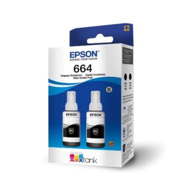 Imagem de Kit 02 Refil de Tinta Preta T664 Para Epson L375 L395 L396 L355 L365 -