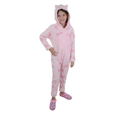 Imagem de Macacão Infantil Tiptop Longo Pelucia Porquinho Rosa - 30120, 08, Rosa