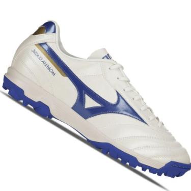Imagem de Chuteira Society Mizuno Morelia Classic As, Branco, Marinho, 39