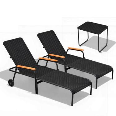 Imagem de Kit 2 Espreguiçadeiras AcquaFlex + Mesa de centro - Type Decor, Preto/