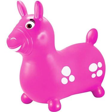 Imagem de Cavalinho Infantil Inflável Vinil Atóxico Rosa 52x51cm Estimula Equilíbrio e Coordenação Motora