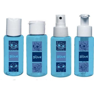Imagem de Organizador de Viagem Stitch Kit 4 Peças 60ML Plástico PET Frascos Spray e Pump Tiba