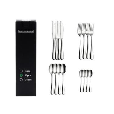 Imagem de Conjunto de Talheres 16 Peças Aço Inox Mesa Cozinha Completo - CALHA Ú
