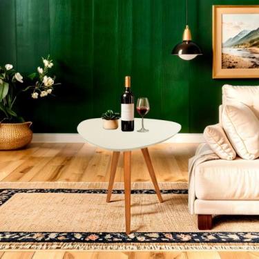 Imagem de Mesa Lateral Pé Palito Laca Orgânico Libano 60x70 Bege - Casa Uai