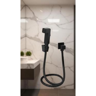 Imagem de Ducha Higiênica Quadrada Black Matte Metal Completa - Congratulations 