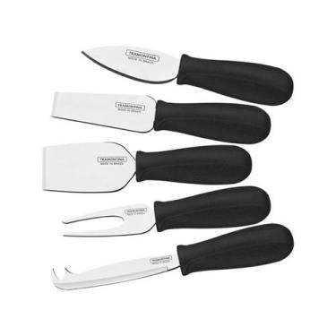 Imagem de Jogo para Queijo Tramontina Inox 5 peças Plenus Preto