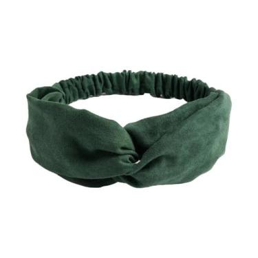 Imagem de Faixa De Cabelo Turbante Cruzada Com Nó Torcido Em Camurça Estilo Boho