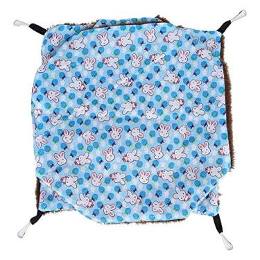 Imagem de Bicaquu Pequeno Pet 3 Camadas Rede de Pendurar Cama Quente Formato Bonito para Açúcar Chinchila (Azul)