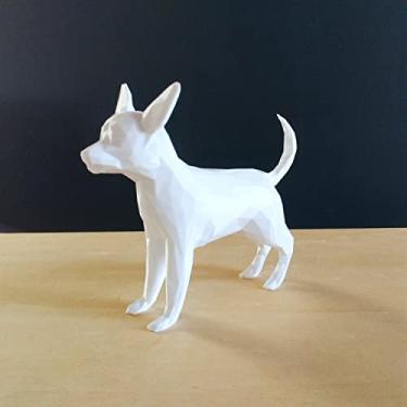 Imagem de Cachorro Chihuahua Decorativo - 10 Cm Altura -Toque 3D Cor: Branco