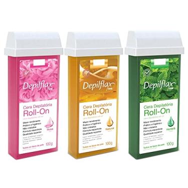 Imagem de KIT 3UN CERA REFIL ROLL ON 1 HORTELA + 1 NATURAL + 1 ROSA DEPILFLAX DEPILACAO