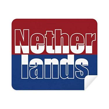 Imagem de Pano de limpeza de tela com nome da bandeira dos Países Baixos 2 peças de tecido de camurça