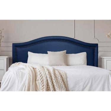 Imagem de Cabeceira Casal Curva 140x60cm Courino Azul - Tachas Fumê