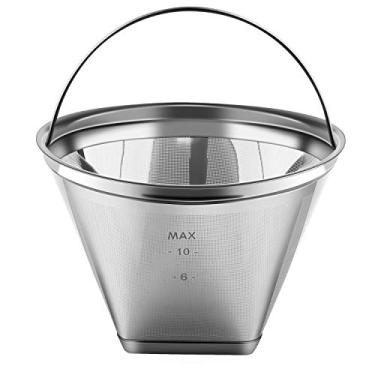 Imagem de Filtro de café reutilizável nº 4 em forma de cone permanente 6 a 10 xícaras de aço inoxidável para cafeteira Cuisinart Maker Ninja – livre de BPA