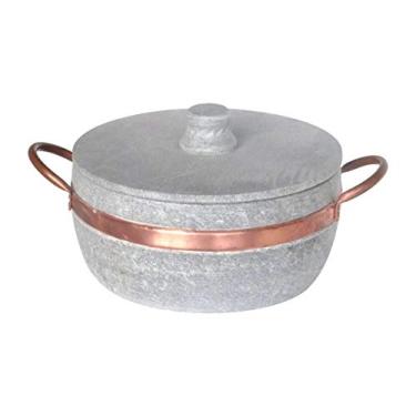 Imagem de Panela de Pedra Sabão Baixa com Alça de Cobre 1700ML