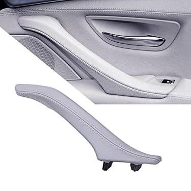 Imagem de Puxador de porta lateral de couro para BMW Série 5, substituição da maçaneta interna do passageiro esquerdo direito para BMW F10 F11 F18 520 523 525 528 530 535 2010-2016 (cinza, direita)