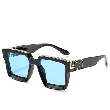 Imagem de Óculos de sol masculinos e femininos Steampunk Óculos de Sol Masculino de Luxo Designer Retro Trend Óculos de Sol Feminino Quadrado Anti-reflexo Óculos de Condução Masculino, C4 Preto Azul, Outros