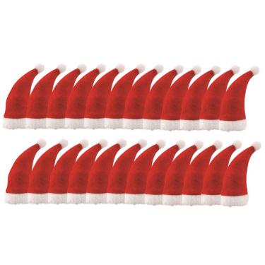 Imagem de Kit Gorrinho Papai Noel 10cm Decoração Garrafa 24 Unidades - Magizi