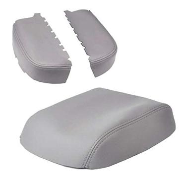 Imagem de Kit de reposição para descanso de braço da porta frontal da tampa do console central serve para piloto 2009-2015, capa de couro apenas (cinza)