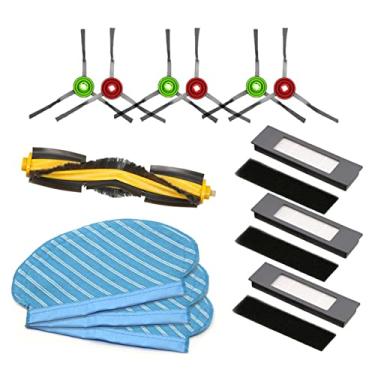 Imagem de Tingpai Conjunto de panos de mop de escova de filtro Pa de 13 acessórios Kit de substituição pa Ecovacs Deebot Ozmo 920 950 Aspi dores Inclui 1 Escova Rolante 6 Escovas Late is 3 Filtros 3 Esfregonas