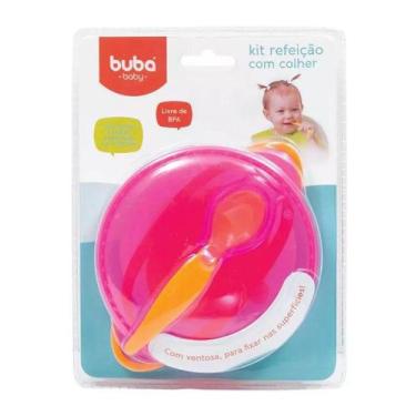 Imagem de Kit Refeição Bebê Com Colher Rosa - Buba - Buba Toys
