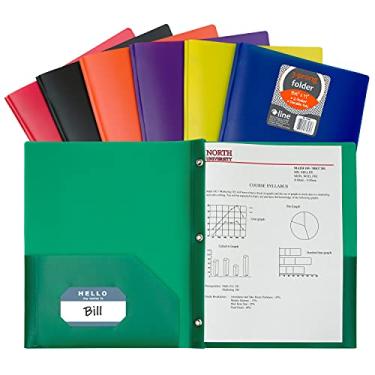 Imagem de Carteira de poliéster pesado com dois bolsos C-Line com pinos, Assorted Colors, 36-Pack with Prongs