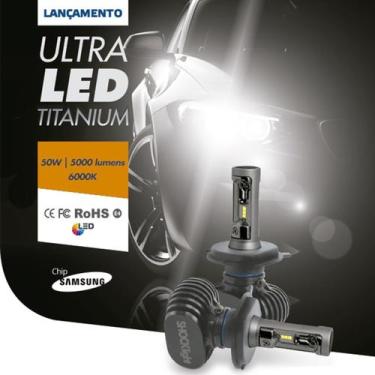 Imagem de Lâmpada Ultra Led Titanium H8 Shocklight 6000K 10.000 Lúmens Com Alta