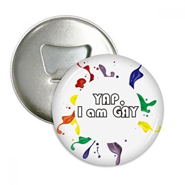 Imagem de Imã de geladeira LGBT Rainbow Flag Yap I Am Men abridor de garrafas emblema multifuncional