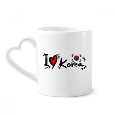 Imagem de I Love Korea Word Flag Love Heart Illustration Mug Coffee Ceramic Drinkware Glass Heart Cup