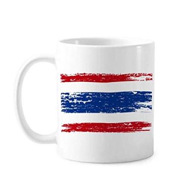 Imagem de Caneca de cerâmica cerâmica com ilustração da bandeira da Tailândia com desenho em aquarela