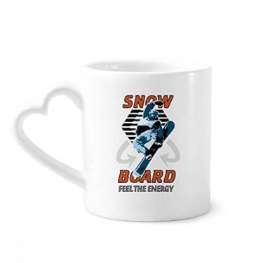 Imagem de Caneca com ilustração de esportes de inverno para pranchas de neve café cerâmica copo de coração de vidro