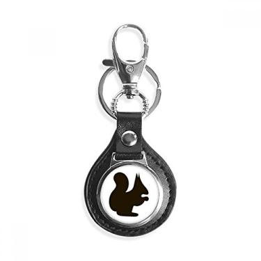 Imagem de Chaveiro de metal de couro com desenho de esquilo preto para presente, Multicor