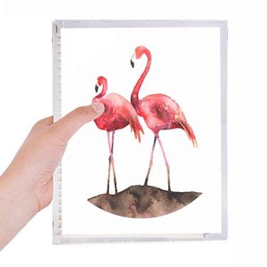 Imagem de Caderno de flamingos para casais com tema de amor vermelho e folhas soltas recarregáveis