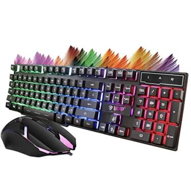 Imagem de Kit Teclado E Mouse Gamer 4Leader PC Semi Mecânico Iluminado Com Led 7 Cores Óptico USB