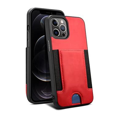 Imagem de Estojo de proteção contra quedas de couro confortável para iphone 13 12 11 Pro Max 13 pro Cartão Bolso Carteira Capa protetora, vermelho, para iPhone14 plus