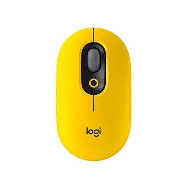Imagem de Logitech Mouse Pop, mouse sem fio com emojis personalizáveis, tecnologia SilentTouch, rolagem de precisão/velocidade, design compacto, Bluetooth, vários dispositivos, SO compatível - amarelo explosão