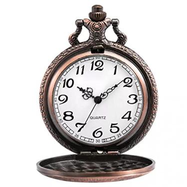 Imagem de CNBPIC Rosa Ouro Padrão de Relevo Quartzo Relógio de Bolso Fob Corrente Pingente Relógio Bolso Relógios Presentes