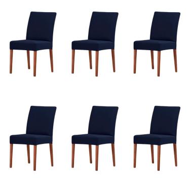 Imagem de Jogo Com 6 Capas de Cadeira em Malha Helanca Adomes Azul