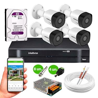 Imagem de Kit 4 Câmeras de Segurança Intelbras HD 720p 30m infra VHD 3130 B G6 Metal + DVR Intelbras + HD 1tb