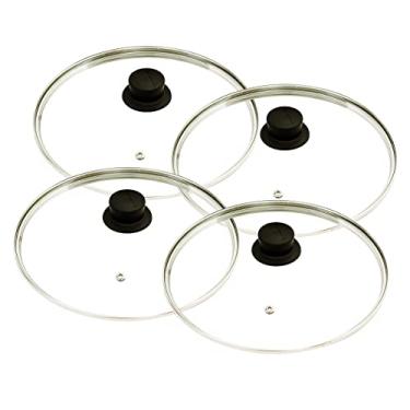 Imagem de 4 Tampas de Vidro Avulsas 30 cm Panelas Frigideiras Puxador Preto